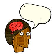 cartoon head with brain symbol speech bubble N20