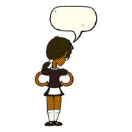 cartoon waitress with speech bubble N14