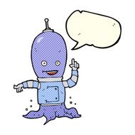 cartoon alien spaceman with speech bubble N11