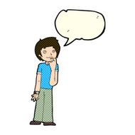 cartoon boy wondering with speech bubble N6