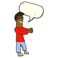 cartoon grinning man wearing glasses with speech bubble N6