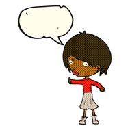 cartoon woman raising eyebrow with speech bubble N10