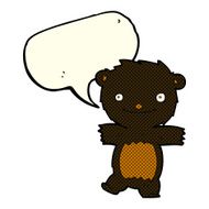 cartoon black bear cub with speech bubble N32