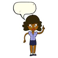 cartoon happy woman with idea speech bubble N5