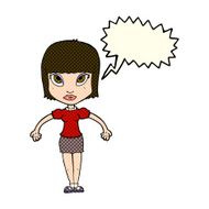 cartoon pretty woman with speech bubble N148