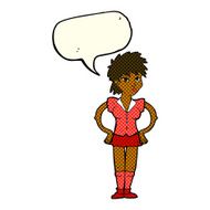 cartoon woman with hands on hips speech bubble N116
