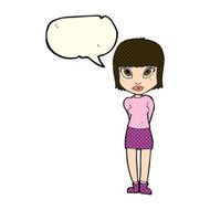 cartoon woman standing with speech bubble N11