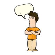 cartoon man with folded arms speech bubble N15