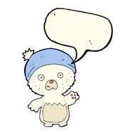 cartoon cute teddy bear in hat with speech bubble N6
