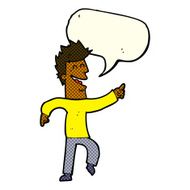 cartoon man pointing and laughing with speech bubble N16