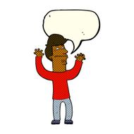 cartoon nervous man with speech bubble N73