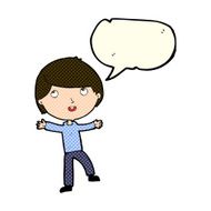Cartoon happy boy with speech bubble N121