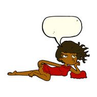 cartoon woman in sexy pose with speech bubble N10