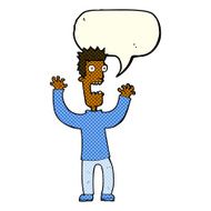 cartoon terrified man with speech bubble N117