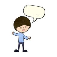 cartoon unhappy boy with speech bubble N31