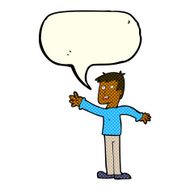 cartoon worried man reaching with speech bubble N12