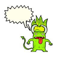 cartoon little devil with speech bubble N10