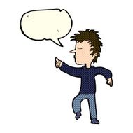cartoon man pointing with speech bubble N102