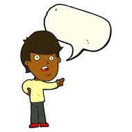 cartoon shocked man pointing with speech bubble N6