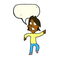 cartoon worried man pointing with speech bubble N18