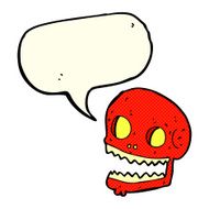 cartoon spooky skull with speech bubble N77