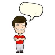 cartoon grinning man with speech bubble N44