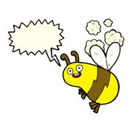 funny cartoon bee with speech bubble N9