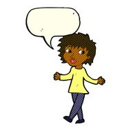 cartoon woman with no worries speech bubble N22