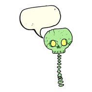cartoon spooky skull and spine with speech bubble N6