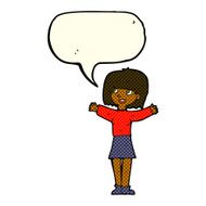 cartoon excited woman with speech bubble N67