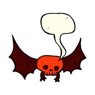 cartoon spooky skull bat with speech bubble N3