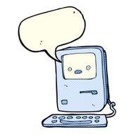 cartoon old computer with speech bubble N10