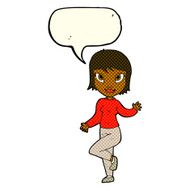 cartoon pretty woman waving with speech bubble N51