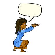 cartoon woman casting spell with speech bubble N3
