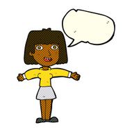 cartoon excited woman with speech bubble N68