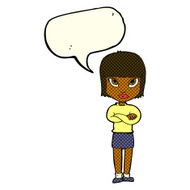 cartoon woman with crossed arms speech bubble N28