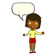 cartoon excited woman with speech bubble N69