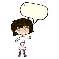 cartoon happy girl with speech bubble N44