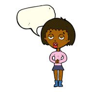 cartoon bored woman waiting with speech bubble N6