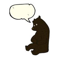 cartoon happy black bear with speech bubble N6