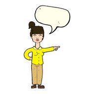 cartoon woman pointing with speech bubble N115