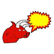 cartoon angry bull head with speech bubble N5