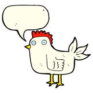 cartoon hen with speech bubble N5