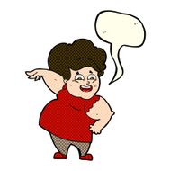 cartoon oveweight woman with speech bubble N3