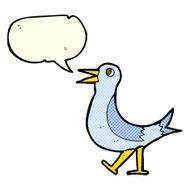 cartoon walking bird with speech bubble N9