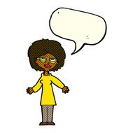 cartoon woman wearing glasses with speech bubble N12