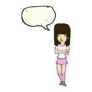 cartoon girl with crossed arms speech bubble N6