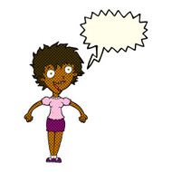cartoon excited woman with speech bubble N70
