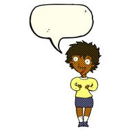 cartoon excited woman with speech bubble N71