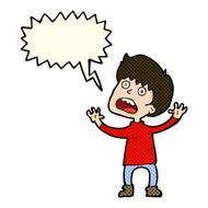 cartoon stressed boy with speech bubble N5